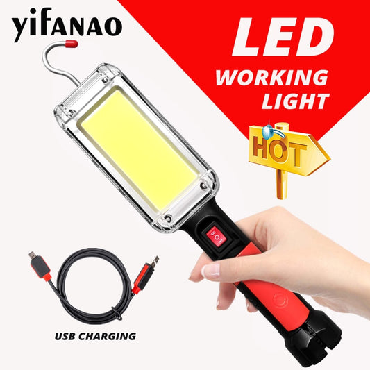 LED Work Light Powerful Portable Lantern Hook Magnet Camping Lamp COB USB