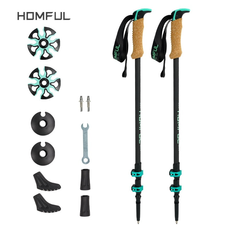 Hitorhike/Homful 195g/pc carbon fiber external quick lock Trekking poles