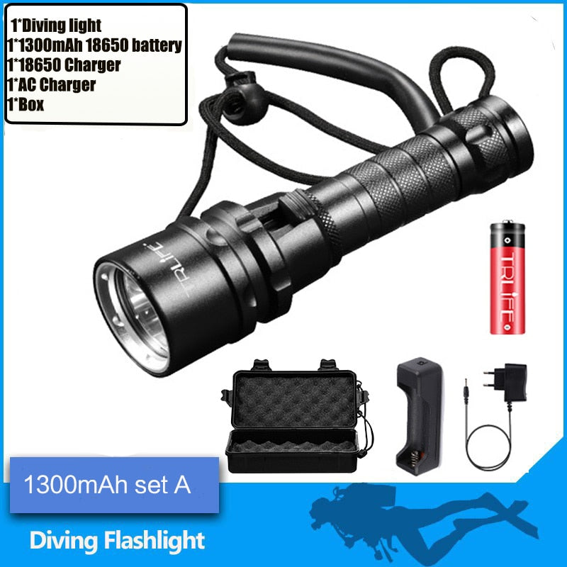 15000LM Professional Scuba Diving Light L2 Waterproof IPX8 Underwater 200 Meter LED