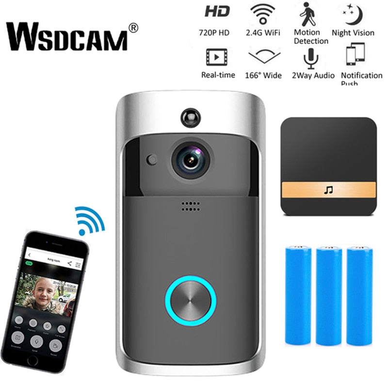 Wsdcam Smart Doorbell Camera Wifi Wireless Call Intercom Video-Eye for Apartments