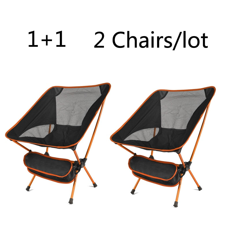 2 PCS Portable Ultralight Outdoor Folding Camping Chair Moon Chairs Tools