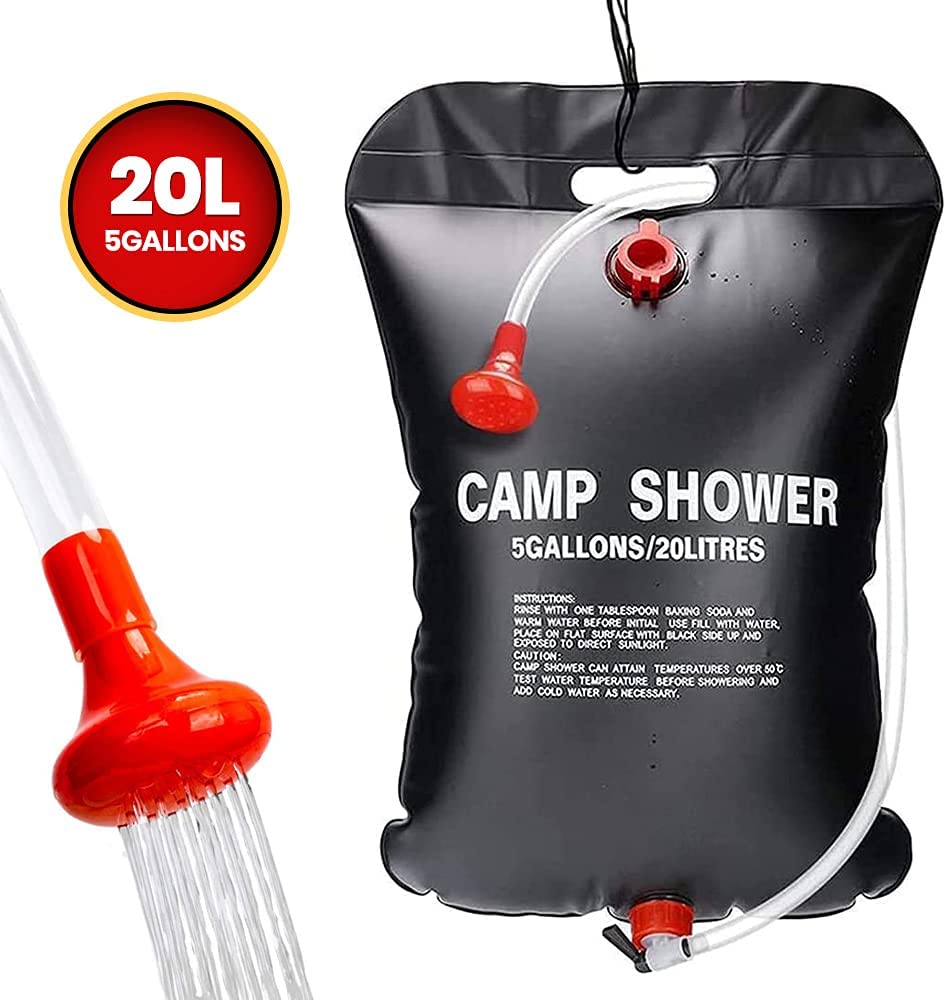 20L Portable Shower Bag with Switch Hose and Plastic Head Large Capacity Water