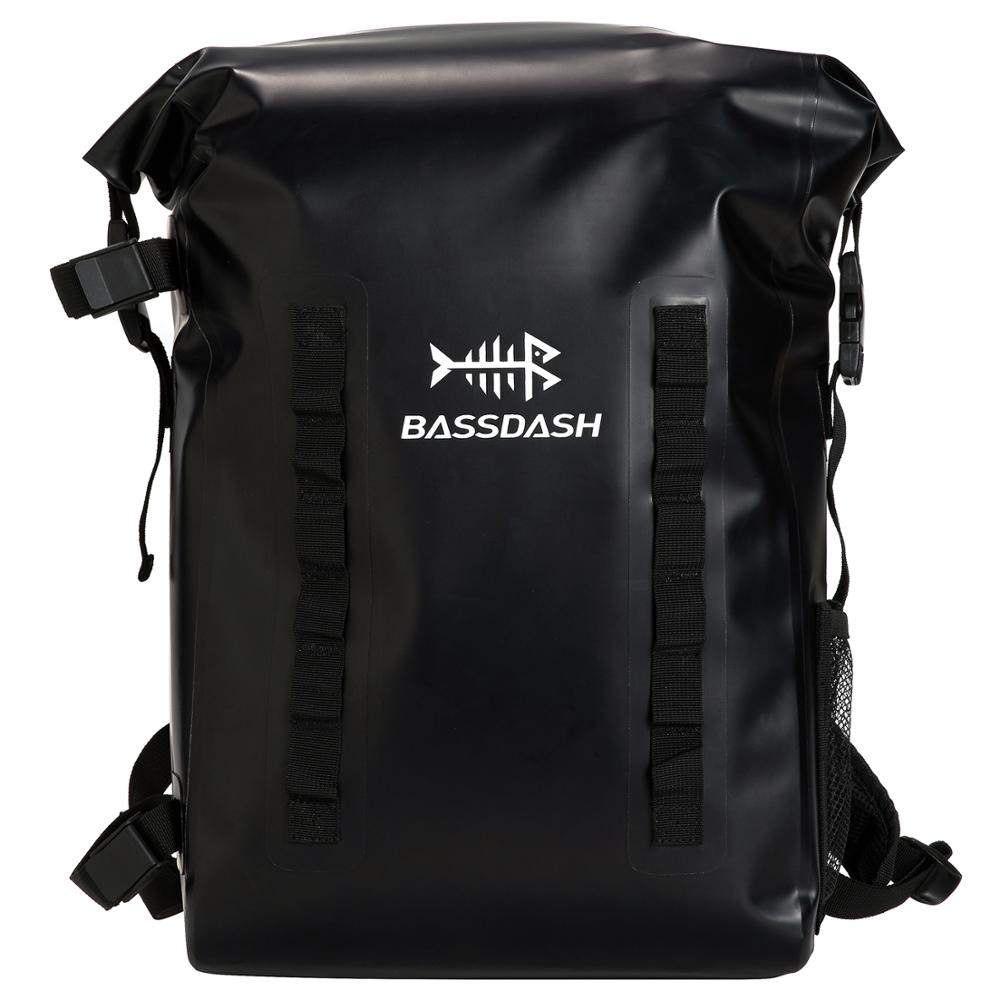 Bassdash Waterproof TPU Backpack 24L Roll-Top Dry Bag with Rod Holder for Fishing