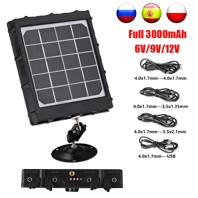 WG3000 Trail Cameras Solar Panel Charger 3000mAh Solar Power Supply Charger Battery