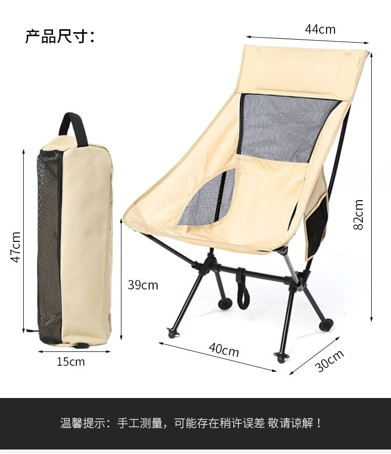 2 PCS Portable Ultralight Outdoor Folding Camping Chair Moon Chairs Tools