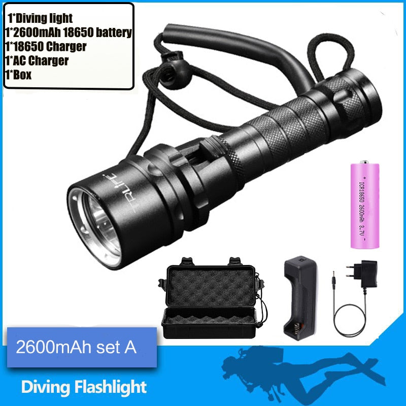 15000LM Professional Scuba Diving Light L2 Waterproof IPX8 Underwater 200 Meter LED