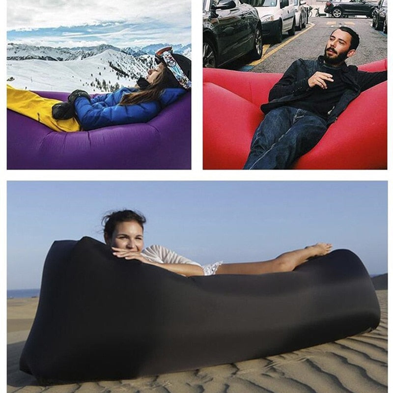 Camping Inflatable Lounger Sleeping Bag Portable Soft Ultralight Down Beach Equipment