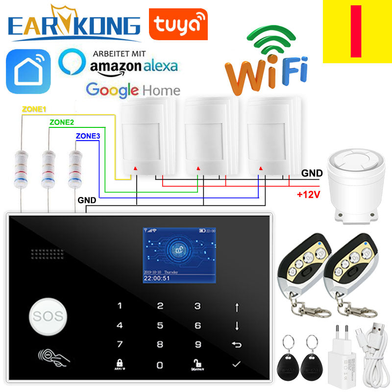 Wifi GSM Alarm System 433MHz Home Burglar Security Alarm Wireless Wired