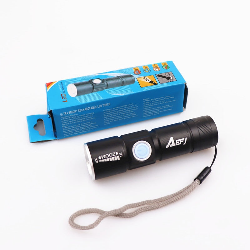 Mini USB XPE Q5LED Flashlight Torch Outdoor Camping Light Rechargeable Waterproof