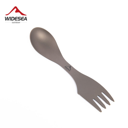 Widesea Camping Tableware Titanium Spoon Fork Knife Folding Picnic Cutlery Tourist