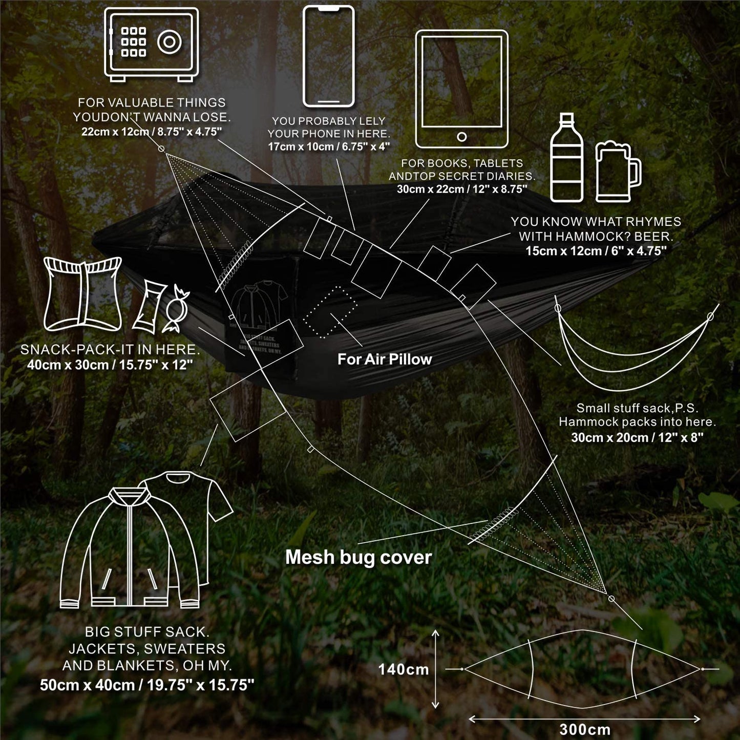 Hitorhike 1-2 Person Outdoor Mosquito Net Parachute Hammock Camping Hanging