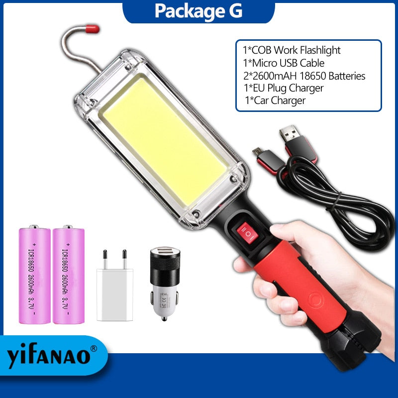 LED Work Light Powerful Portable Lantern Hook Magnet Camping Lamp COB USB