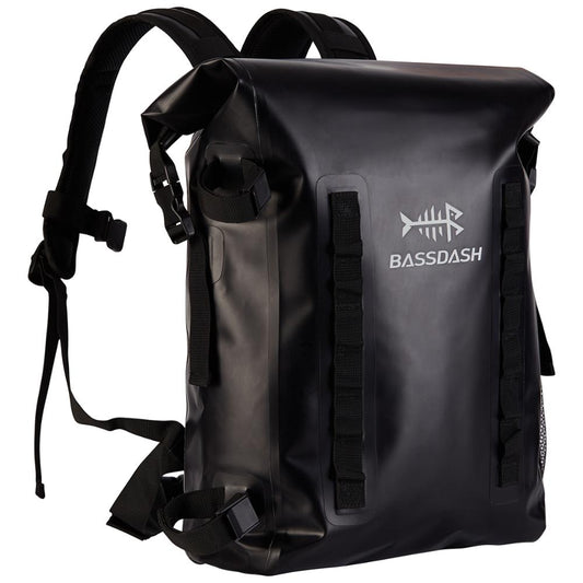 Bassdash Waterproof TPU Backpack 24L Roll-Top Dry Bag with Rod Holder for Fishing