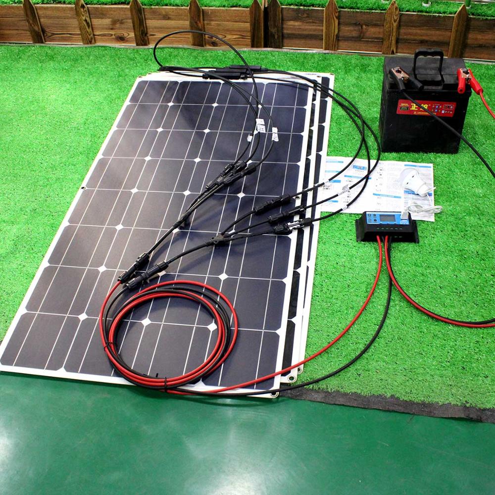 12v flexible solar panel kit 100w 200w 300w solar panels with solar controller for boat