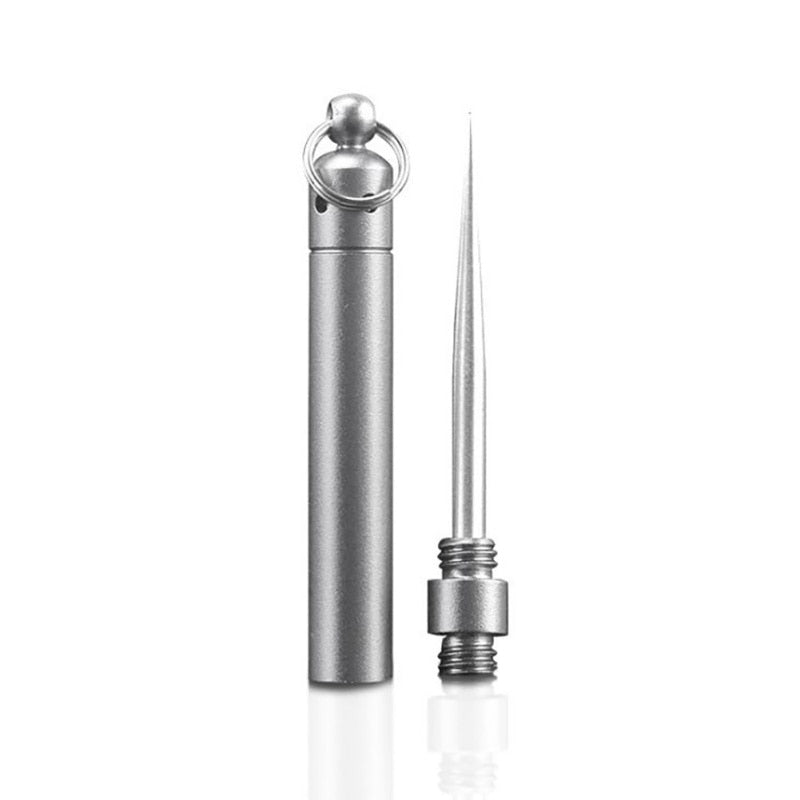 Outdoor EDC Toothpick Bottle Fruit Fork Stainless Steel Toothpick With Protective Case