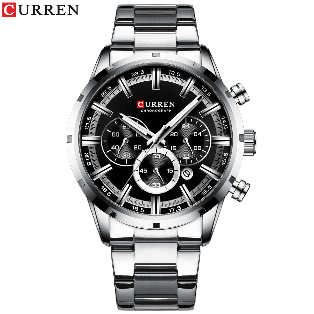 CURREN New Fashion Watches with Stainless Steel Top Brand Luxury Sports Chronograph