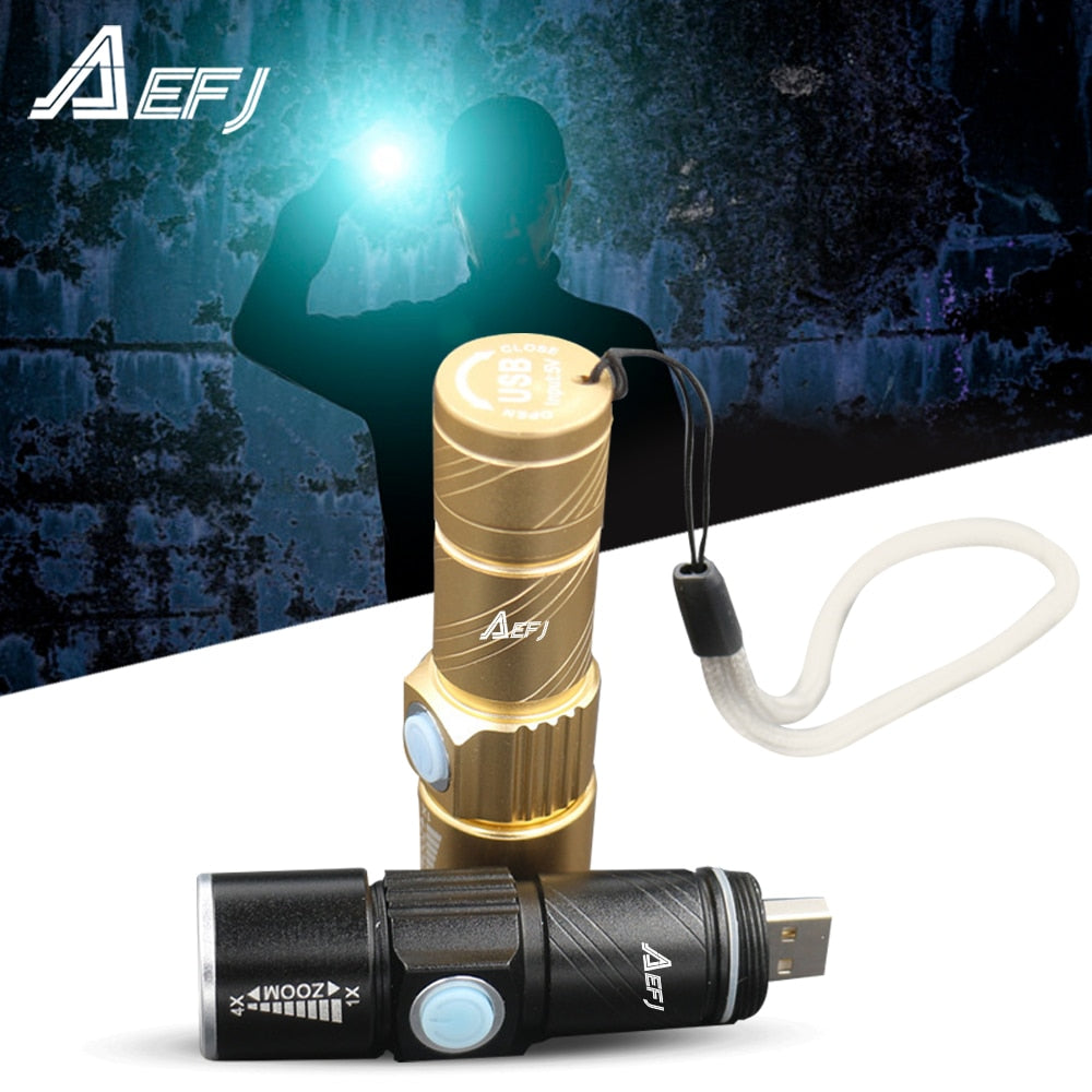 Mini USB XPE Q5LED Flashlight Torch Outdoor Camping Light Rechargeable Waterproof