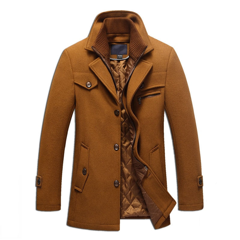 New Winter Wool Coat Slim Fit Jackets Mens Casual Warm Outerwear Jacket and coat Men