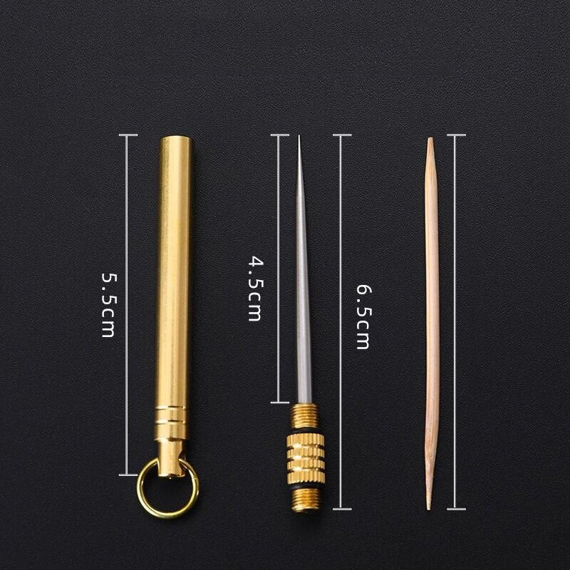 Titanium Edc Portable Multifunctional Toothpick Bottle Keychain Fruit Fork Camping Tool