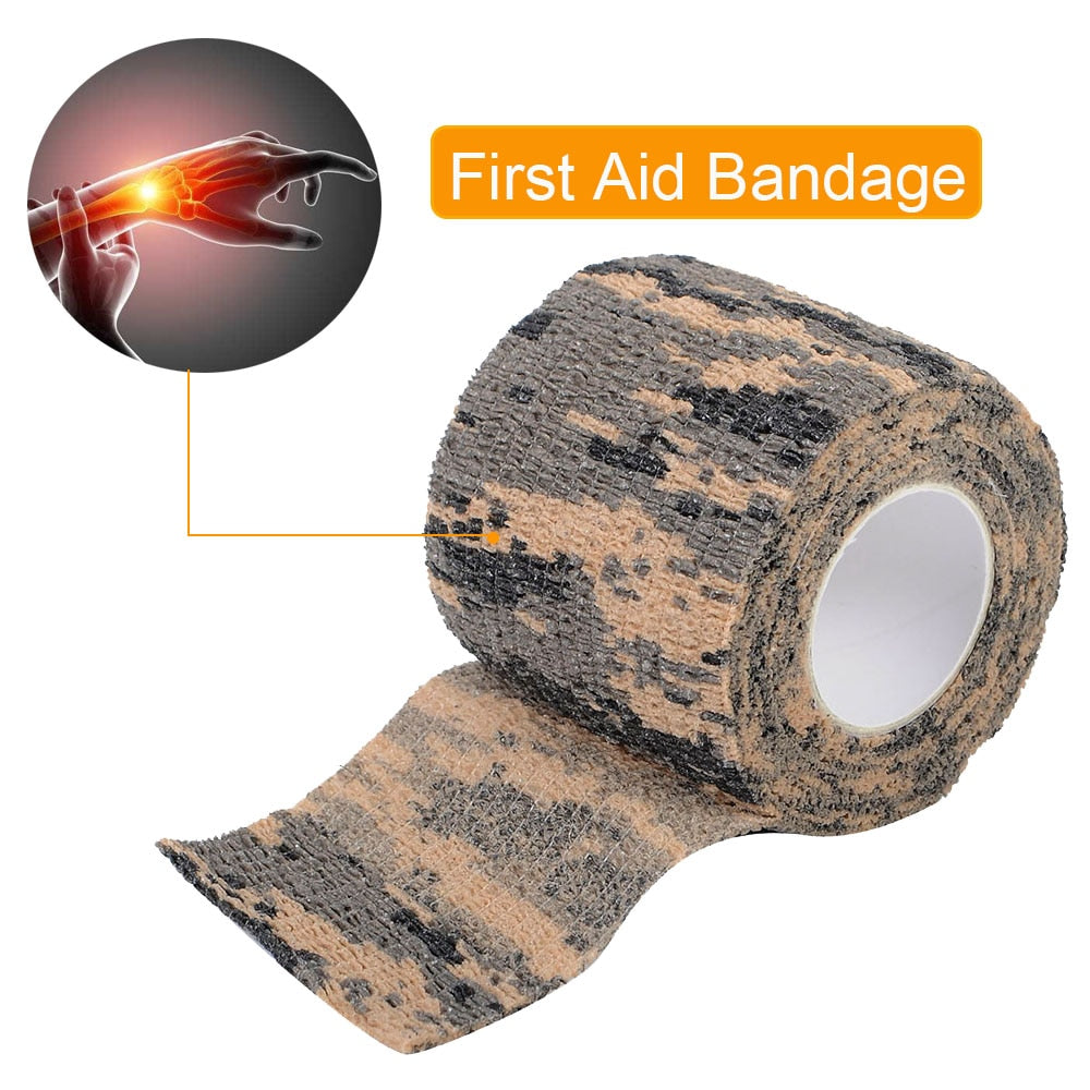 Tactical Camo Stretch Tape Bandage Camping Hunting Camouflage Tape Military First Aid