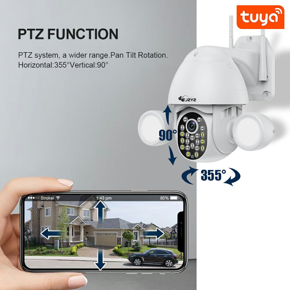 3MP Floodlight Security Cameras With Wifi Tuya Smartlife Google Alexa AI Auto Tracking