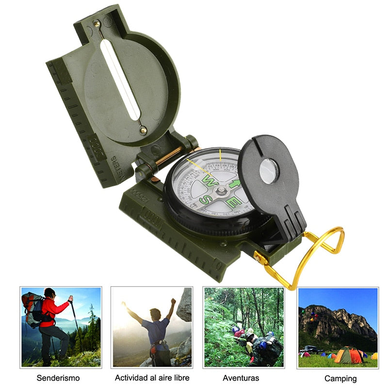 Portable Compass Military Outdoor Camping Folding Len Compass Army Green Hiking