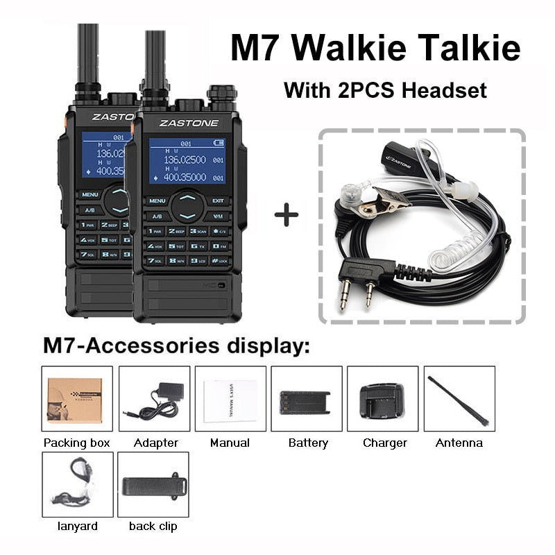 2PCS M7 Zastone Walkie Talkie uhf vhf Two Way Radio 5W Dual band walkie