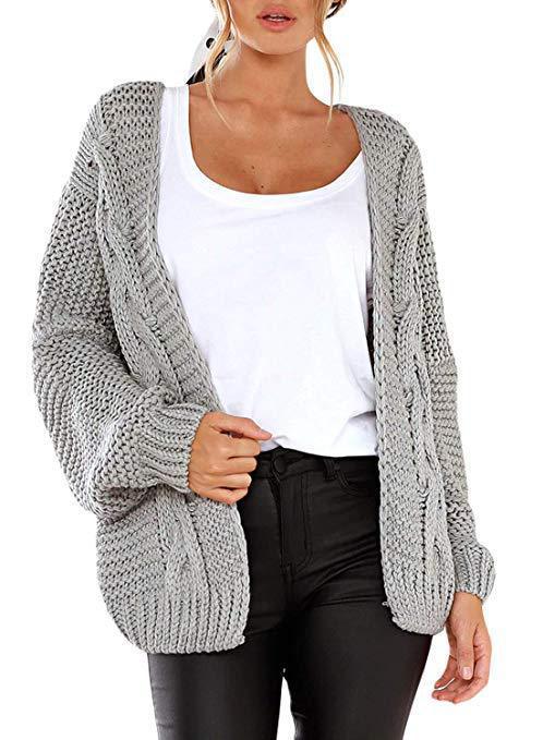 2021 spring and autumn new thick needle twist knit cardigan women&#39;s mid-length