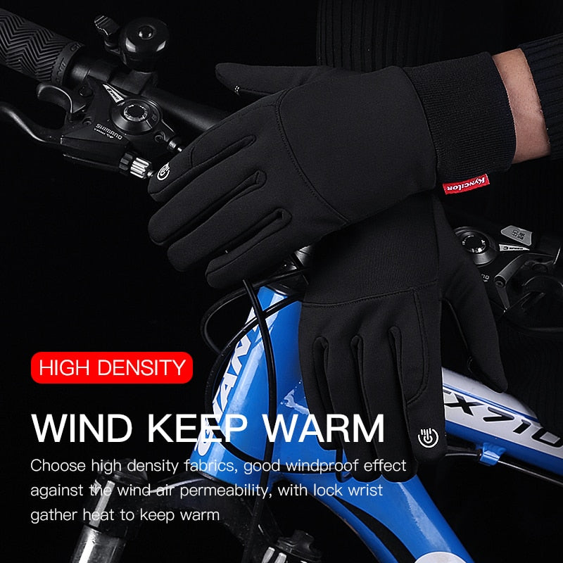 Winter Gloves Men Cycling Bike Women Thermal Fleece Cold Wind Waterproof Touch