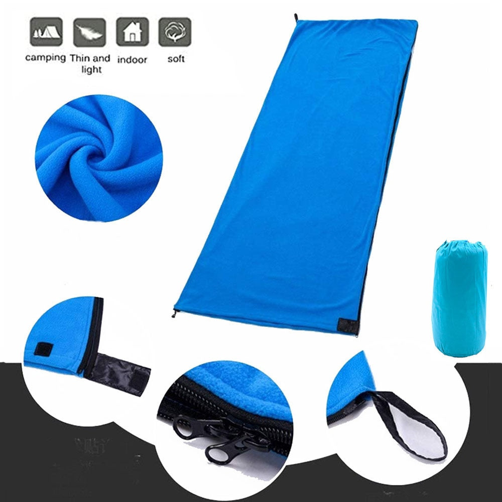 Portable Ultra-light Polar Fleece Sleeping Bag Outdoor Camping  Tent Bed Travel Warm Sleeping Bag Liner