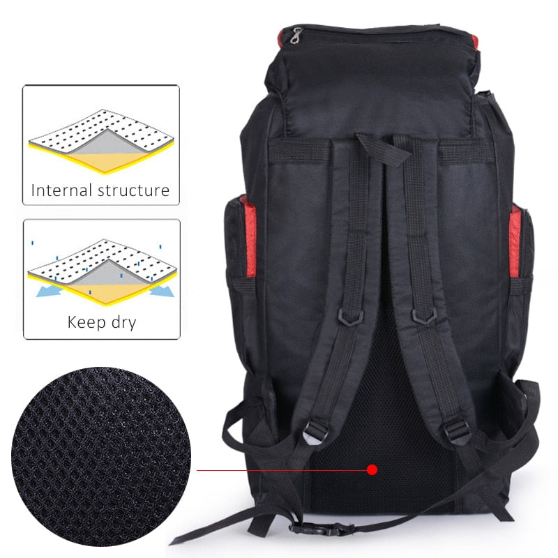 Men&#39;s 80L Big Hiking Mountaineering Backpack Climbing Hiking Backpack Camping