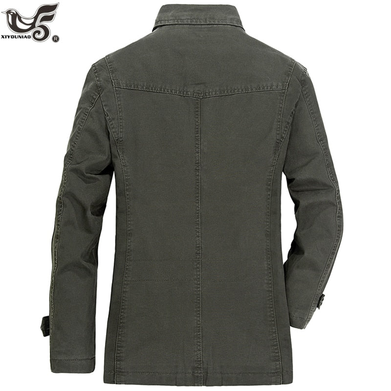 New Casual Denim Jacket Men 100% Cotton Business Coat Male Brand Clothing Stylish