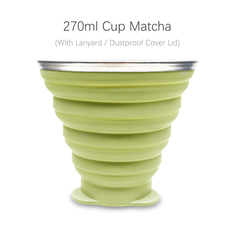 270ml Silicone Collapsible Travel Cup Outdoor Portable Folding Camping Cups With Lids