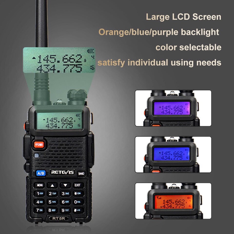 RETEVIS RT5R Handy Walkie Talkie 5W VHF UHF USB Ham Amateur Two-Way Radio