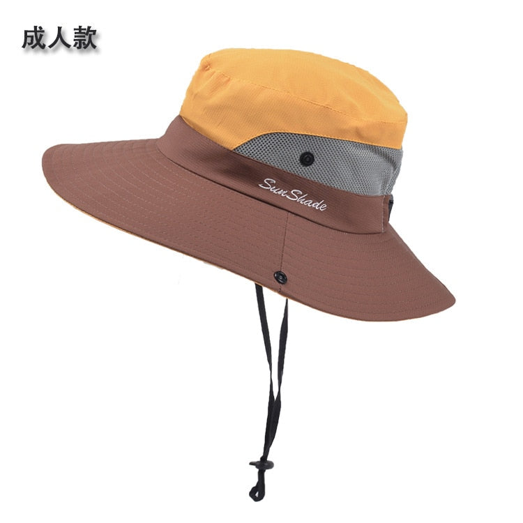 New Parent-child Fishing Hat Outdoor UV Protection UPF 50+ Sun Hat Bucket Hat Women