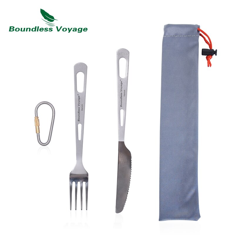 Boundless Voyage Titanium Camping Spoon Fork Portable Tableware Cutlery Flatware