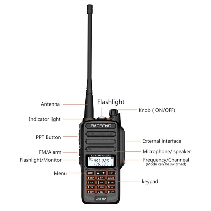 1/2pcs 15W 8000MAH  Baofeng UV-9R ERA Waterproof walkie talkie two way radio