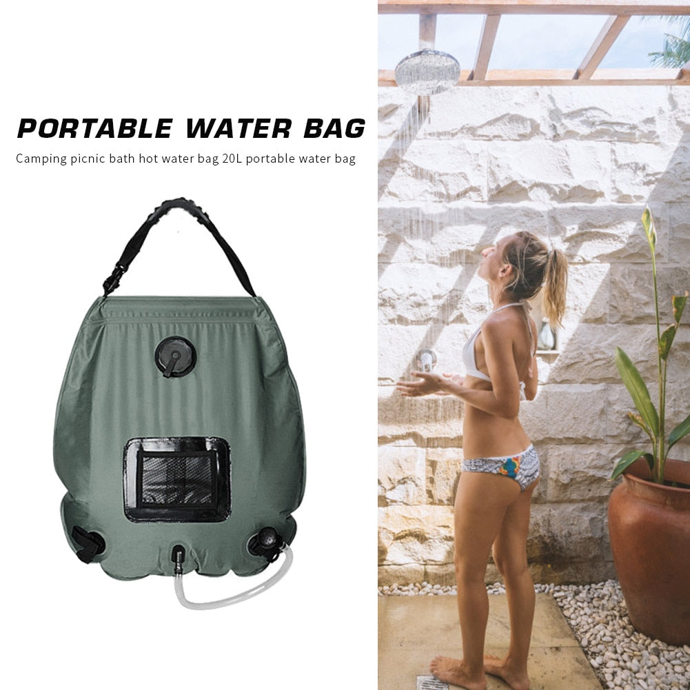 20L Solar Heated Shower Bath Bags PVC Water Storage Bags Outdoor Camping Hiking