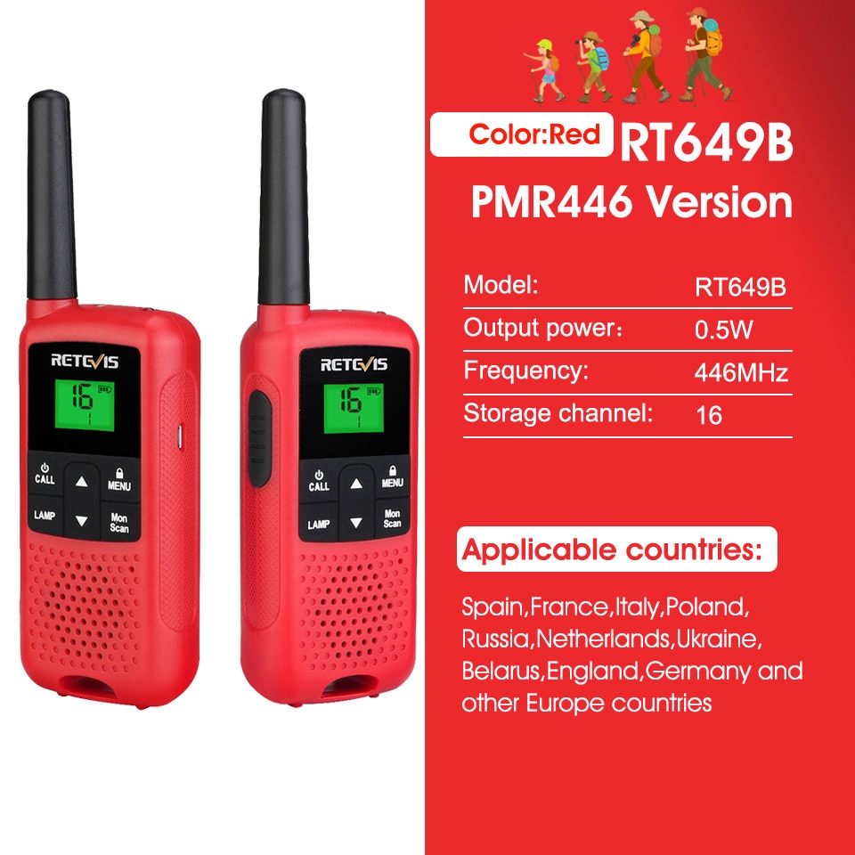 Retevis RT649B Walkie Talkie 2 or 4 pcs PMR446 Walkie-talkies 1.8km for Motorola