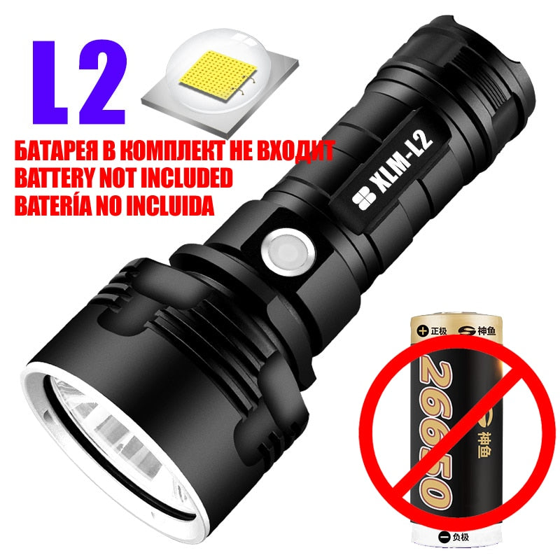 Super Powerful LED Flashlight L2 XHP50 Tactical Torch USB Rechargeable Linterna Waterproof