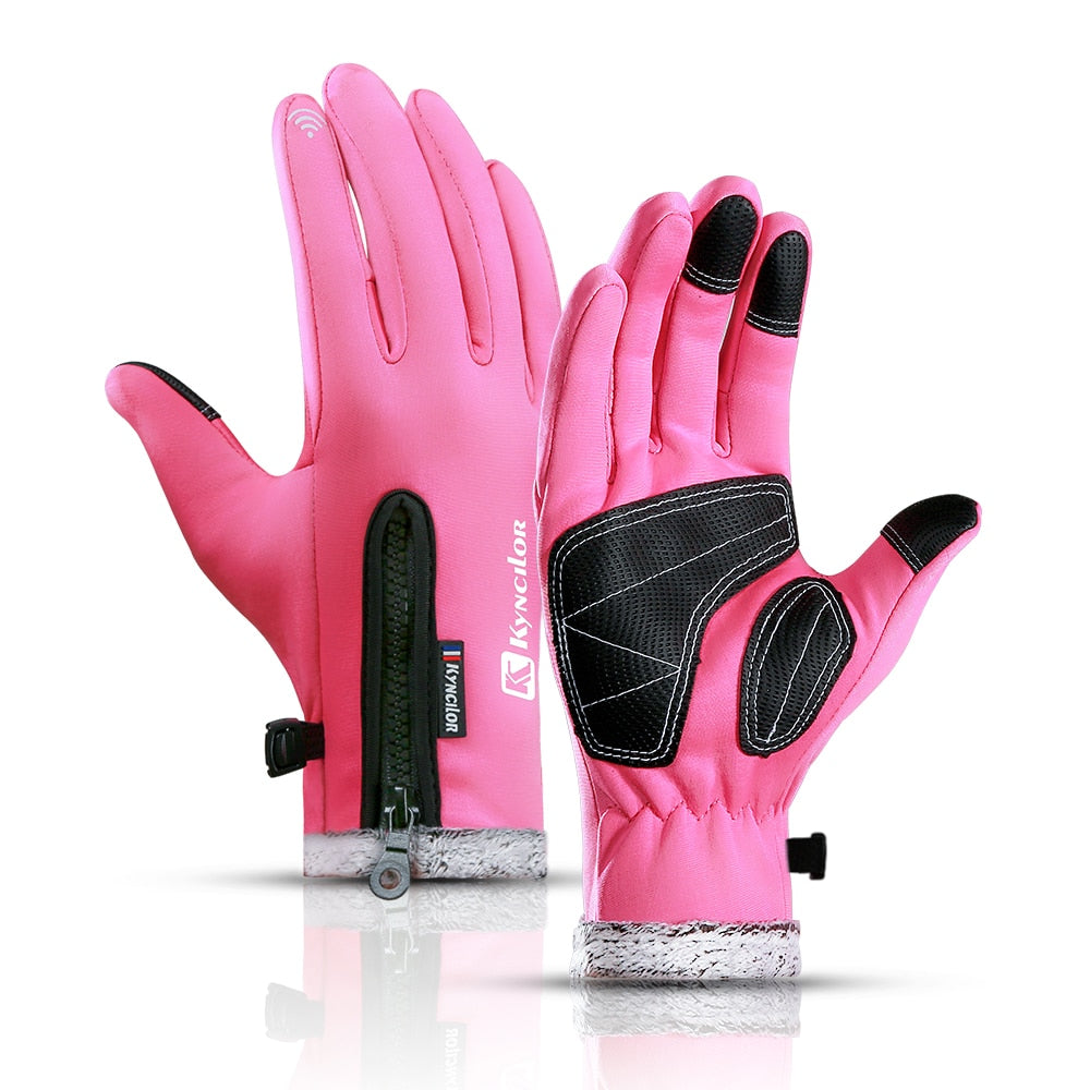 Winter Themal Touchscreen Gloves Anti-Slip Windproof Cycling Gloves w/ Fleece Lining