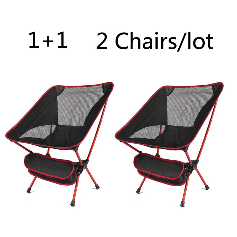 2 PCS Portable Ultralight Outdoor Folding Camping Chair Moon Chairs Tools