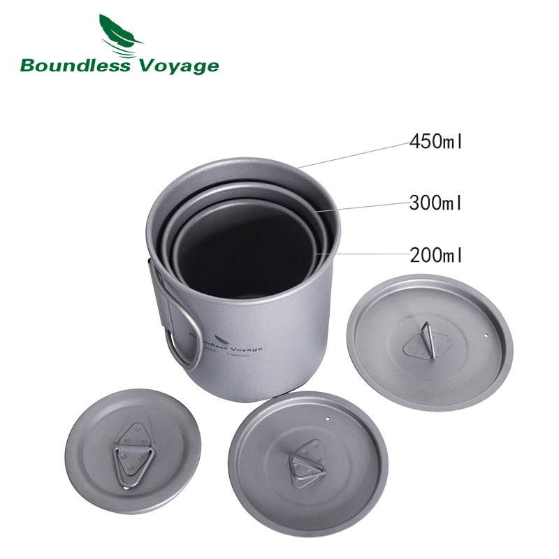 Boundless Voyage Camping Cup Titanium Mug Outdoor Pot Lightweight Cookware Picnic