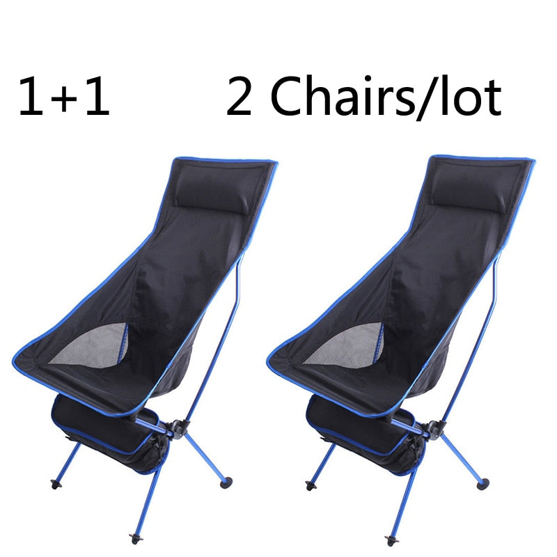 2 PCS Portable Ultralight Outdoor Folding Camping Chair Moon Chairs Tools