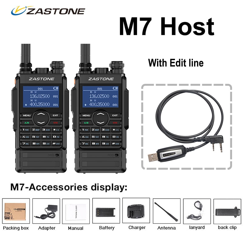 2PCS M7 Zastone Walkie Talkie uhf vhf Two Way Radio 5W Dual band walkie