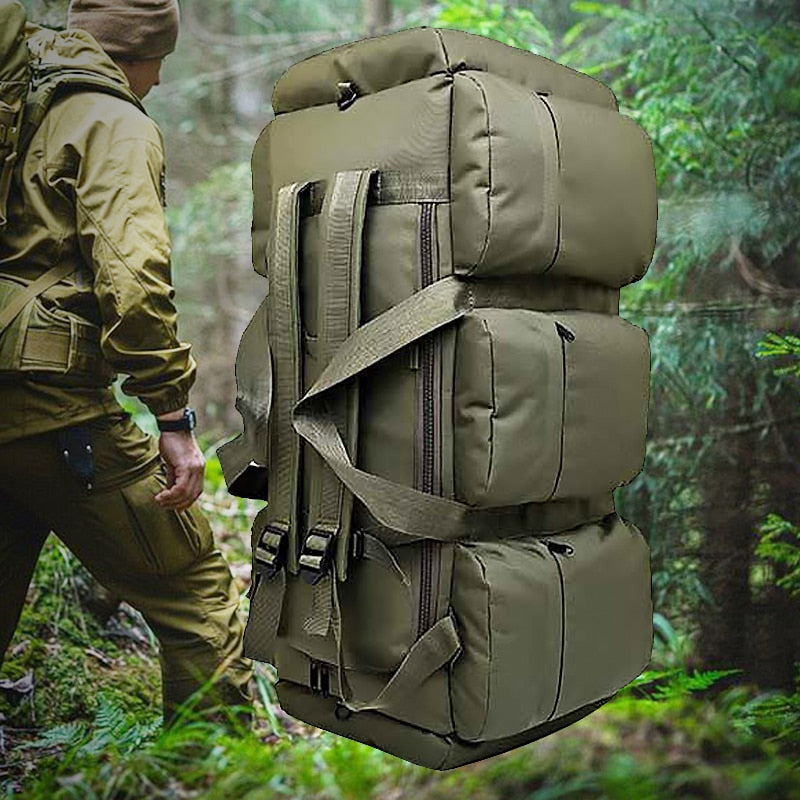 90L Large Capacity Men&#39;s Travel Bags Canvas Military Tactical Backpack Waterproof