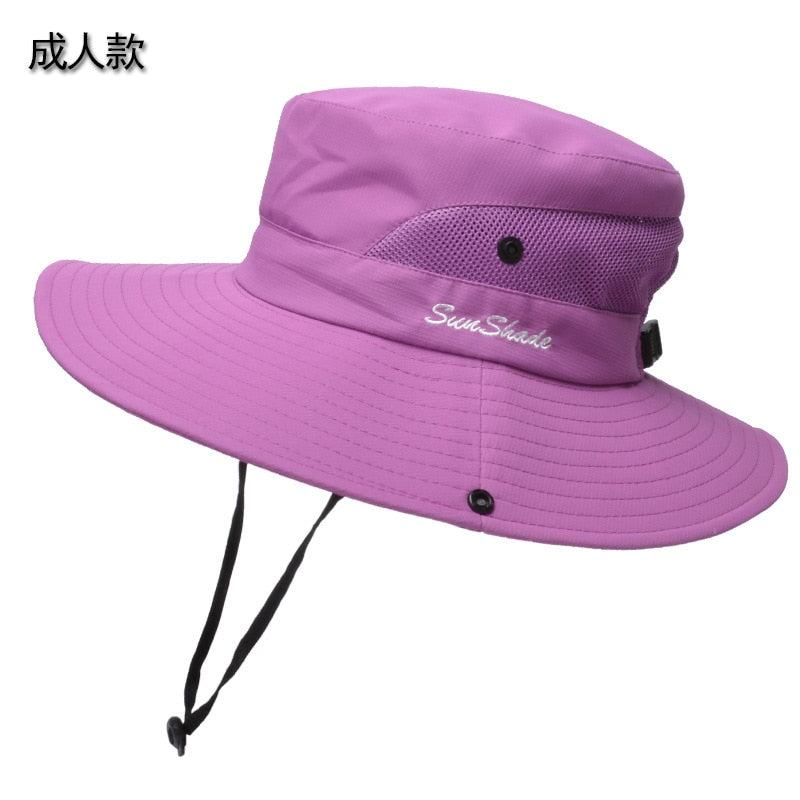 New Parent-child Fishing Hat Outdoor UV Protection UPF 50+ Sun Hat Bucket Hat Women