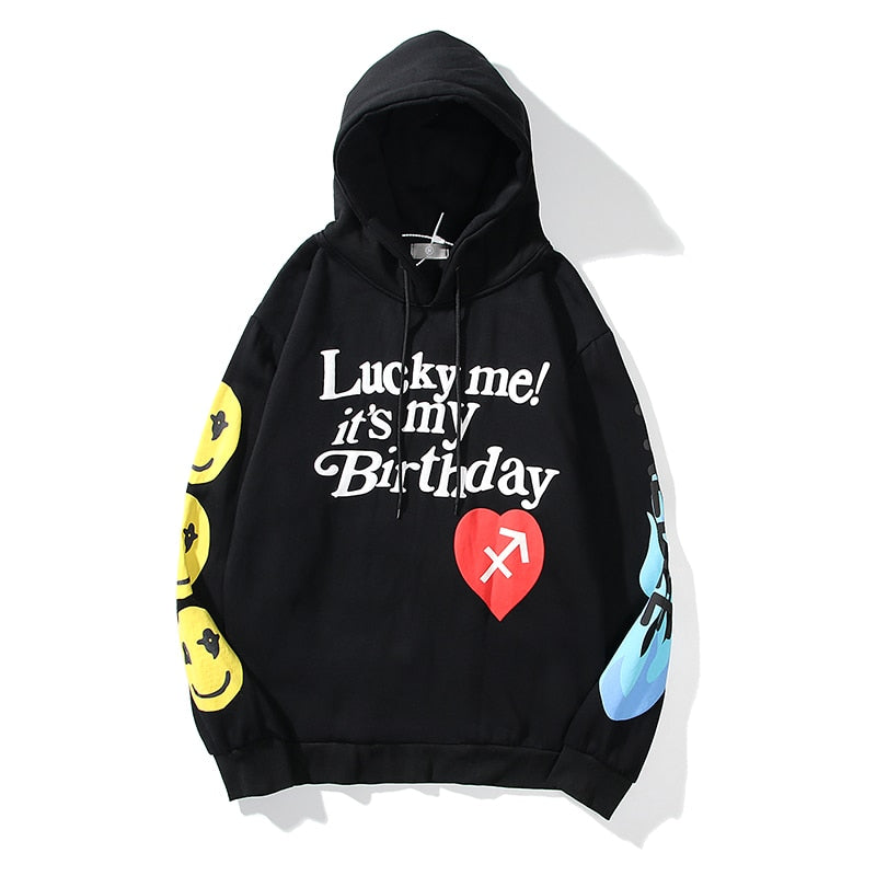 Harajuku Retro Smiley Flame Print Round Neck Sweatshirts Men and Women