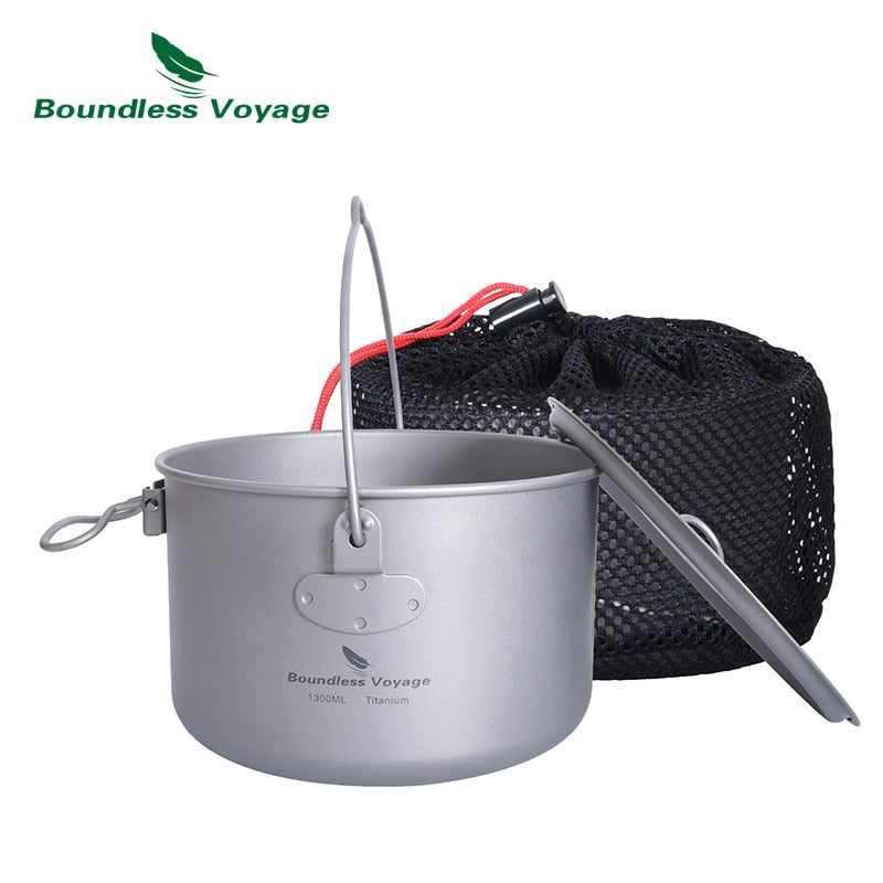 Boundless Voyage Outdoor Titanium Hanging Pot with Handle1300ml