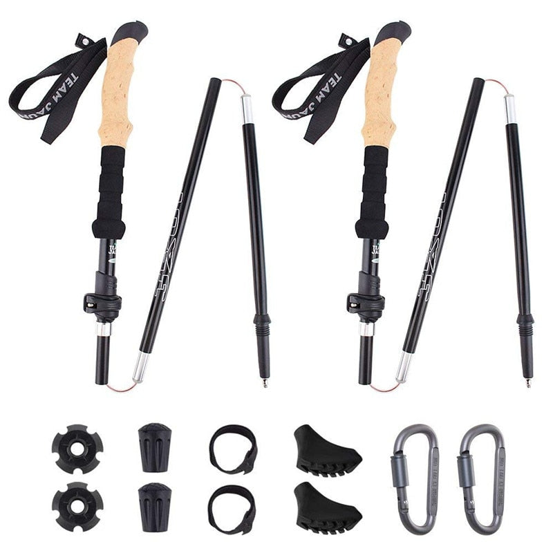 2Pcs Hiking Walking Sticks Aluminum Alloy Trekking Pole Ultralight Camping